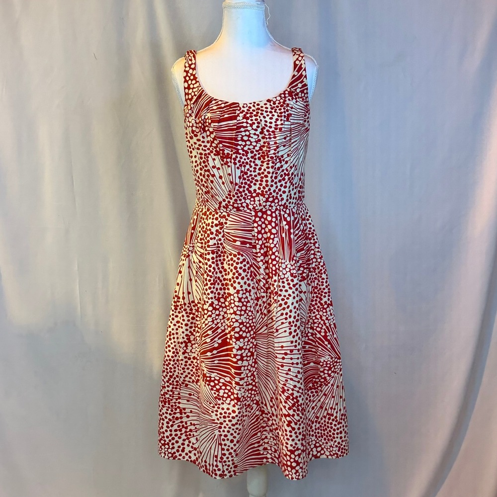Maggy Boutique Women 4 Fit & Flare Dress Red White Polka Dot Abstract Rockabilly
